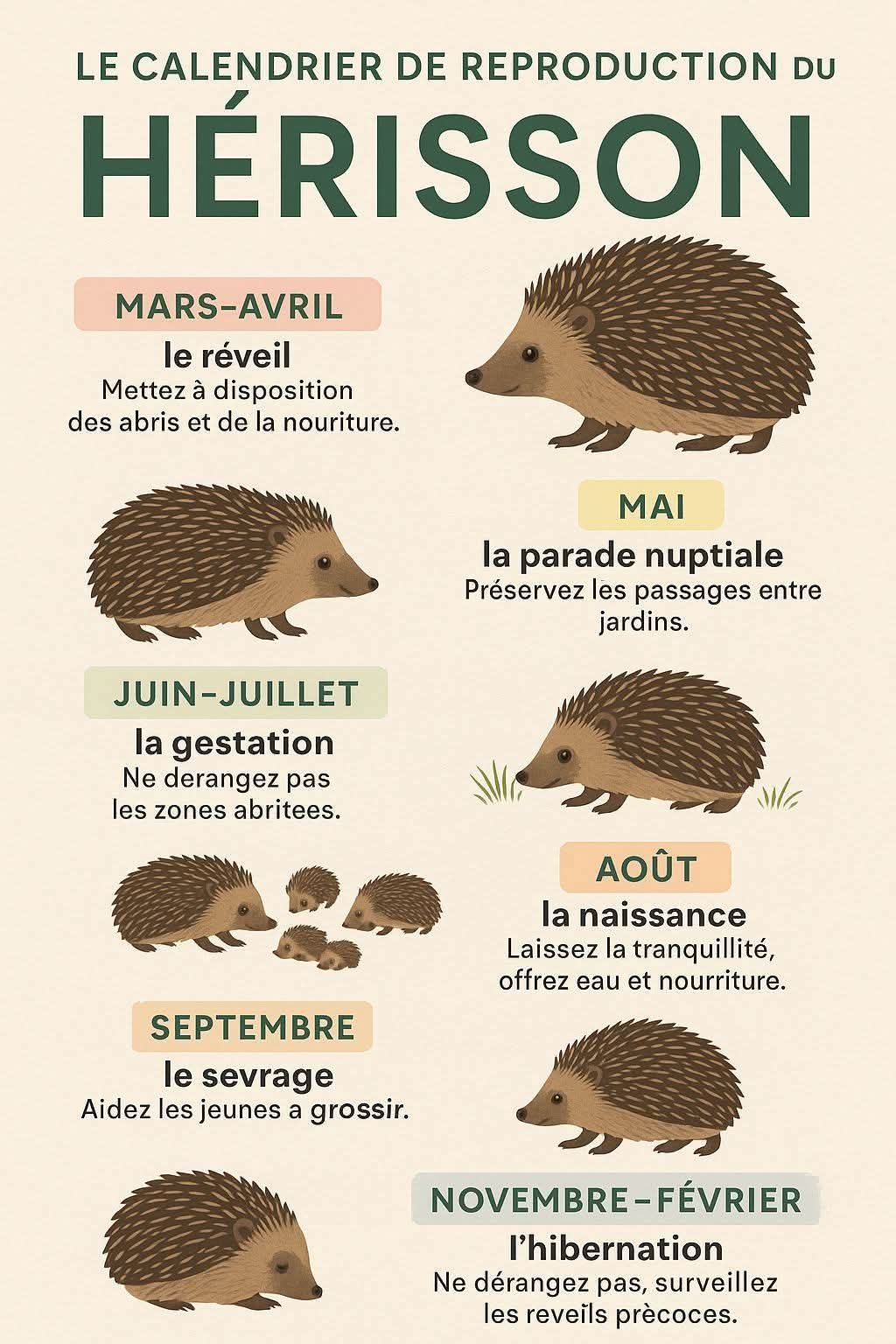 EN CE 24 AVRIL, PARLONS DE LA REPRODUCTION DU&nbsp;HÉRISSON.